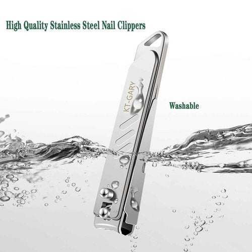 KT-GARY Nail Clippers Set,4pcs Anti Splash Nail Clippers with Nail File,Professional Stainless Steel Finger&Toenail Clippers Nail Cutter for Men& Women