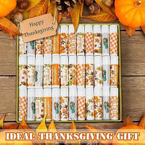 25 Pcs Hello Fall Autumn Lip Balms Favors Bulk Fall Halloween Thanksgiving Lip Balm Party Gifts Basket Stuffers Small Thank You Appreciation Gift for Women Men Staff Coworkers