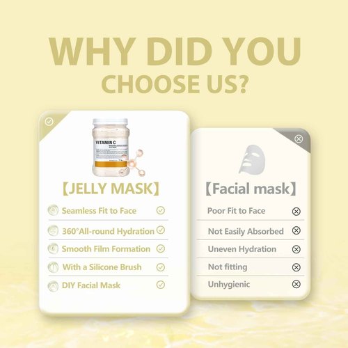 Fokiabin Jelly Mask Hydrating Deep Cleaning Detoxing Healing and Relaxing Premium Modeling Rubber For Facials Professional Set - 2 Treatments (VC,24K Gold)