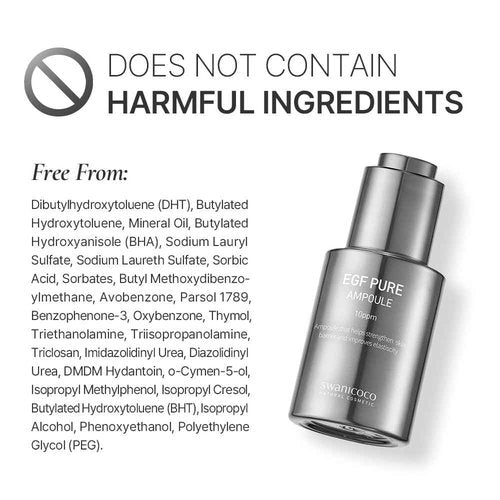 Swanicoco Pregnancy Safe EGF Pure 10 PPM Ampoule, Improve Skin Elasticity, Strengthen Skin Barrier, Lightweight Anti Aging Firming Wrinkle Serum Korean Skincare Postpartum Care 30ml 1 Fl Oz