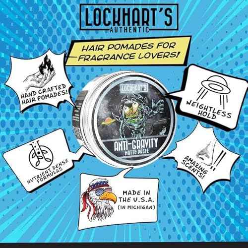 Lockhart¡¯s Authentic Anti-Gravity Matte Paste - Handcrafted Clay Pomade for Men - High Texture, Low Shine - Made With Cucumber & Rosemary Extract - Fortuna Scent (3.4oz.)