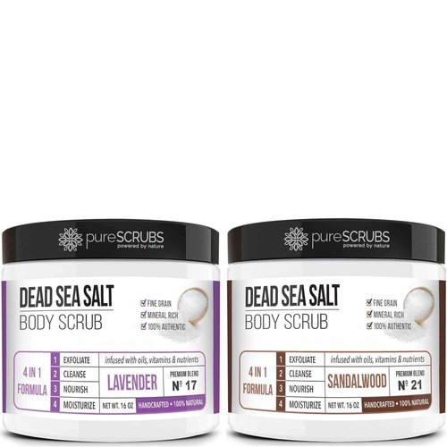 pureSCRUBS Lavender Dead Sea Salt Scrub + Sandalwood Body Scrub