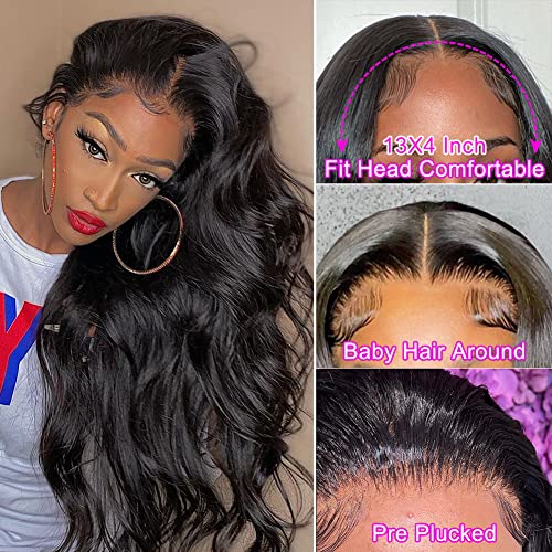 Foreverlove Body Wave Lace Front Wigs Human Hair Pre Plucked 200% Density Brazilian Virgin Human Hair 13x4 HD Lace Frontal Wigs (16 Inch)