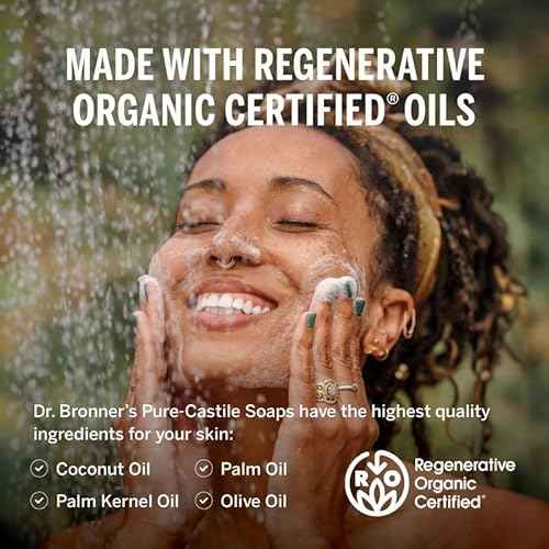Dr. Bronner¡¯s Pure-Castile Magic Liquid Soap - Made with Regenerative Organic Certified Oils - 18-in-1 Uses for Face, Body, Hand, Hair- Gentle on Sensitive Skin - All Natural Body Wash- Lavender, 32oz