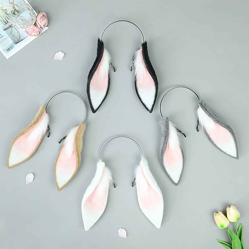Faylay Women Cosplay Bunny Ears Rabbit Headband Animal Ears Furry Bunny Ears Party Accessories (MHTCET-4Camel)