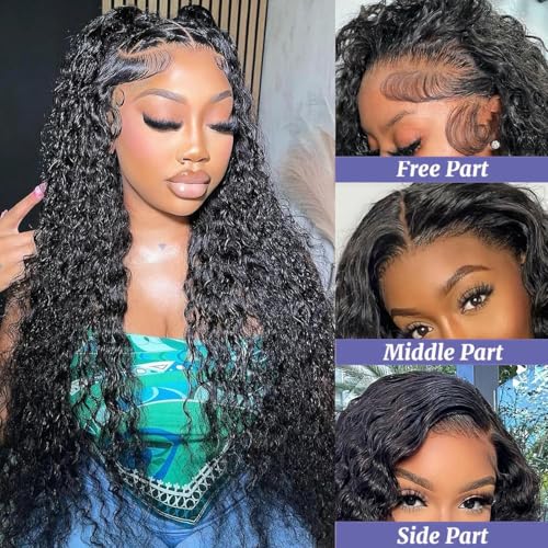 10A Grade Unprocessed Water Wave Closure 6x6 Frontal Hd Transparent Lace 22 Inch Pre Plucked Natural Hairline With Baby Hair High Density Brazilian Virgin Human Hair