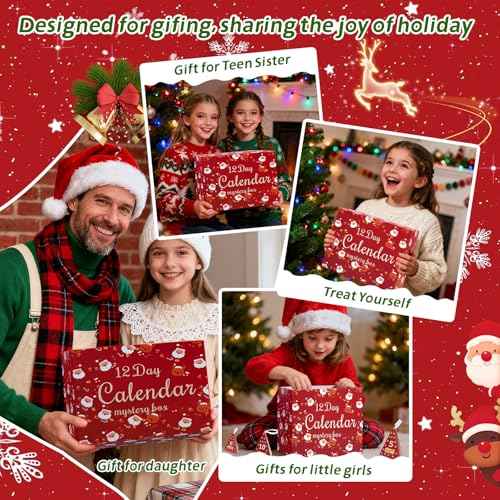 Makeup Advent Calendar 2025, Makeup Kits Mystery Boxes For Christmas Tree Decors, 12 Days Christmas Advent Calendars Gifts for Girls, Xmas Gift Makeup Set For Teens Girls Includ Eyeshadows Lipstick