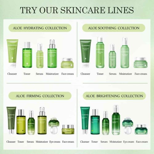 Aloderma Essential Aloe Soothing & Repairing Skin Care Set - 5 Pieces - Gel, Cleanser x2pcs, Toner, Cream