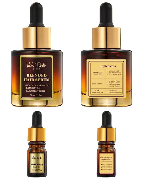 VEDA TINDA SCENT Hair Serum Applicator & Rosemary Oil & Moroccan Argan Oil, Scalp Massager for Hair Growth, Scalp Care Essential Oil Set for Men and Women