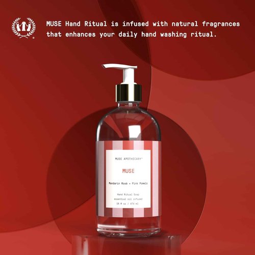 Muse Apothecary Hand Ritual - Aromatic and Nourishing Hand Soap, Infused with Natural Aromatherapy Essential Oils - Great Valentine's Day Gift - 16 oz, Mandarin Rosè + Pink Pomelo, 2 Pack
