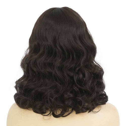 Dai Cloud Women Short Black Finger Wave Wigs with Bangs 1920s Curly Synthetic Flapper Wig Heat Resistant Vintage Halloween Cosplay Costume Hair Wig