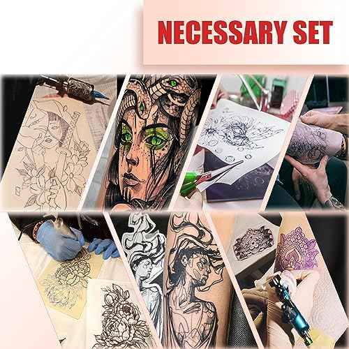 SOTICA 30PCS Tattoo Skin Practice Kit 10PCS Tattoo Fake Skins with 20PCS Transfer Papers Piel Sint?tica Para Tatuar with Stencil Paper