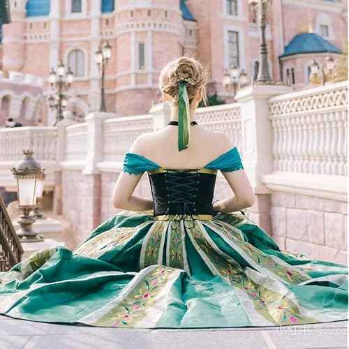 DDazzling Princess Rhinestone Gold Hair Comb with Satin Ribbons Halloween Birthday Accessories for Women Girls, 3 Colors (Green Gold)