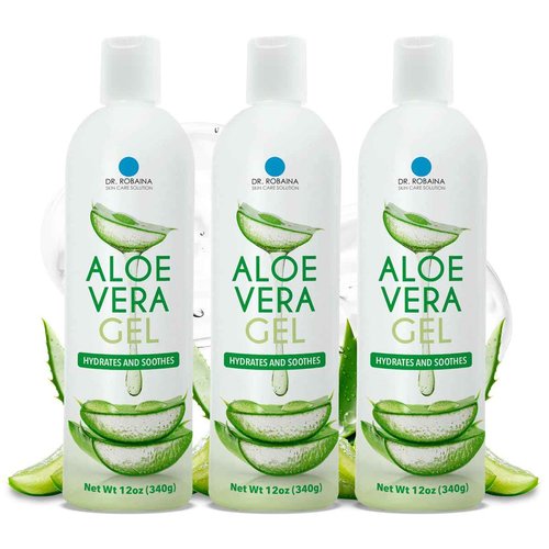 Dr. Robaina Natural Aloe Vera Gel with Emu Oil – Hydrating & Soothing Daily Skin Care for Dry Skin, Sun-Exposed Comfort & Irritation Relief – Non-Greasy, Quick-Absorbing – 12 oz | Made in USA