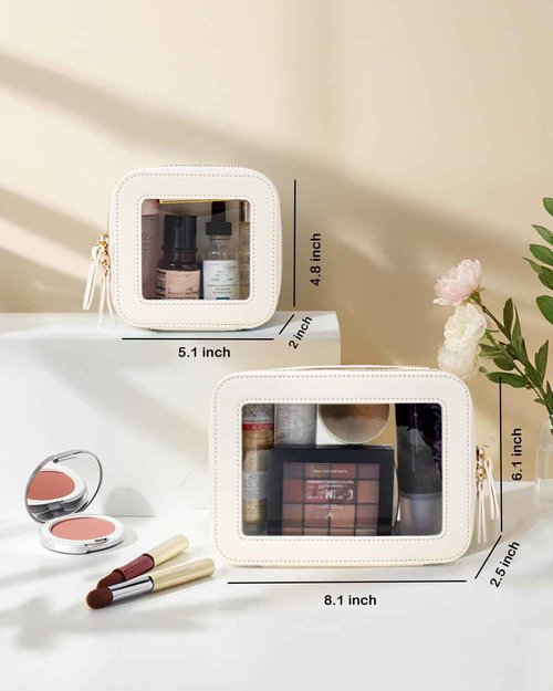 FFpaw Clear Makeup Bag Set, Travel Makeup Case Clear Cosmetic Travel Bag Small Makeup Organizer Mini Make Up Pouch for Purse Waterproof Toiletry Bag Portable Car Essentials Car Organizer