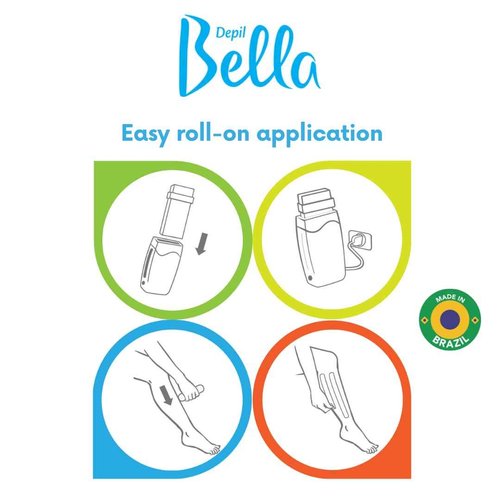 Depil Bella Bundle Kit Waxing Roller, 4 Painless Honey and propolis Roll on Cartridge, Hair removal for Women and men, Sensitive hair, At Home and professional Waxing, Brazilian Bikini, Legs.