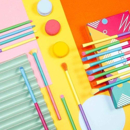 Docolor 16Piece Colorful Eye Makeup Brushes Set + 34 Colors Tropical Eeyshadow Palette Christmas Gift Premium Eye Blending Synthetic Eyeshadow Brushes Set