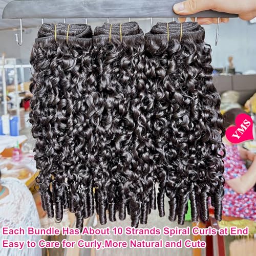 YMS 3C4A Burmese Curly Human Hair Bundles 24 Inch 1 Curly Bundles Human Hair Unprocessed Burmese Raw Hair Extension Real Human Hair 16A Natural Color Real Hair Weft Extensions with Spiral Curly End