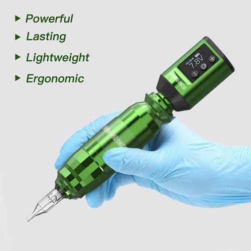 Wireless Tattoo Kit Wireless Tattoo Gun Kit Professional Tattoo Machine Kit Tattoo Pen Kit with Two 1500mAh Tattoo Battery Pack Tattoo Ink Tattoo Needles WTK258&WB11-A
