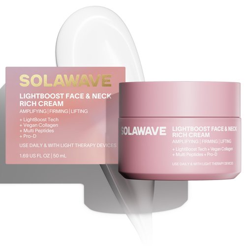 Solawave LightBoost Rich Cream for Face & Neck | Boosts Effects of Red Light Therapy | Daily Anti Aging & Skin Firming Moisturizer | Reduces Appearance of Fine Lines & Wrinkles, Increases Hydration