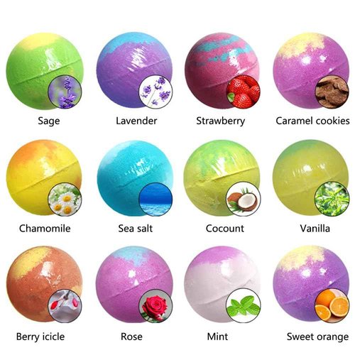 KASTU Bath Bombs Salt Balls,12 PCS Gift Set,Vanilla Lavender l Rose Extract Essential Oils,Moisturizing Dry Skin,Fizzy Spa,Relaxing,Bubble Bath Bomb for Gifts Idea for Men Women