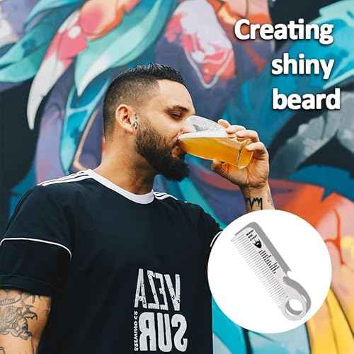 Beard Mustache Comb for Men Dad Grandpa Birthday Gifts for Men Silver Metal Combs Birthday Gifts for Men Him Beard Gifts for Men Boyfriend Husband Funny Christmas Gifts for Men Husband Boyfriend