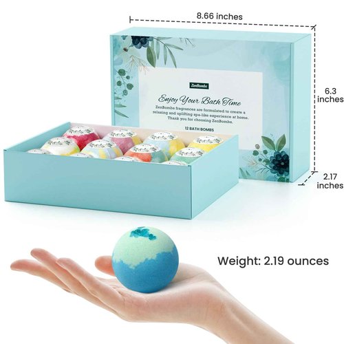 ZenBombs Bath Bombs for Women, 12pcs Handmade Natural Bath Bomb, Stocking Stuffers, Mothers Day Presents for Mom, Bath Bomb with Shea Butter, Valentines Day Gifts for Her and Him