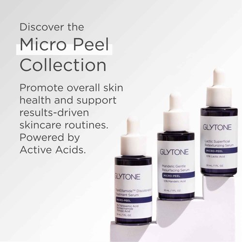 Glytone Micro-Peel 10% Mandelic Acid Serum | Anti-Aging AHA Gentle Exfoliant with Phytic Acid for all Skin types | Reduces Redness, Uneven tone & Dark Spots | Fragrance-Free, Paraben-Free - 1 Fl oz.