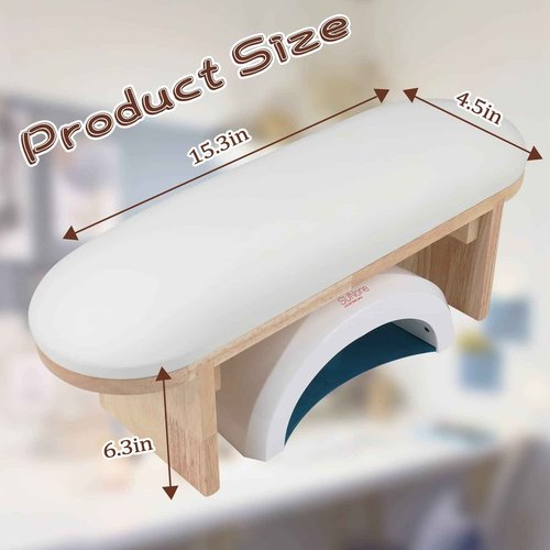 Arm Rest for Nails Professional Microfiber Leather Nail Arm Rest Cushion with Soft High-Density Sponge Solid Wood Table Non-Slip Manicure Hand Rest Stand Nail Supplies for Nail Techs (White)