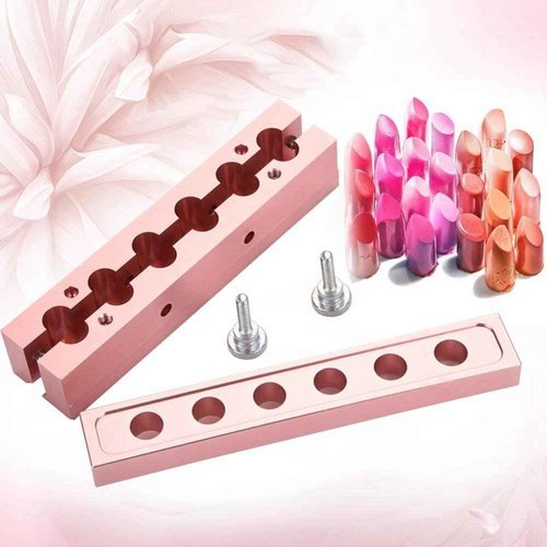 DIY Lipstick Mold With Stripper, 2/4/6 Cavities 12.1 Aluminum Alloy Rose Gold Dual Uses Lip Balm Maker Tool (6 Holes)