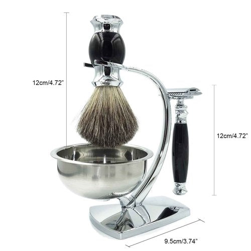 Magyfosia Shaving Kit,Double Edge Safety Razor with 10 Original Blades for Men,Badger Hair Shaving Brush and Bowl Kit,Stand Holder,Men's Grooming Tool Set