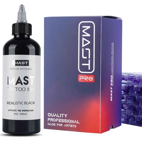 Mast Tattoo Pro Cartridges Needles Mixed Sizes 50Pcs Tattoo Ink Bottle 8oz Triple Black