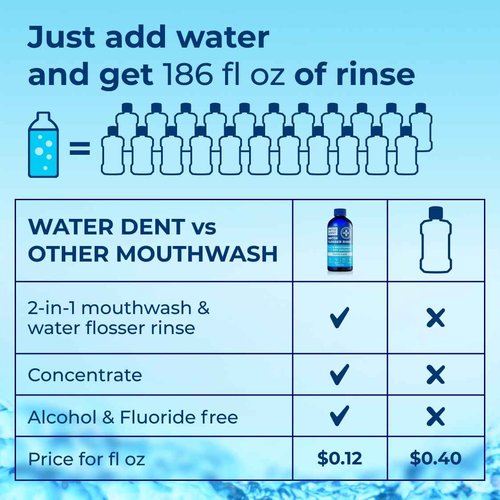 Concentrated Water flosser Rinse & mouthwash | Add to Oral irrigator | Mint Flavor | Alcohol and Fluoride Free. Made in USA | Pack of 2 = 33.8 fl.oz