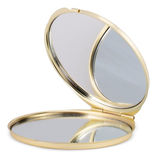 Cottage Garden Hand Painted Golden Metal Enamel Ornamental Vintage Hinged Lid Personal 3 Inch Makeup Beauty Double Sided Compact Travel Mirror with Bejeweled Crystals, Butterfly