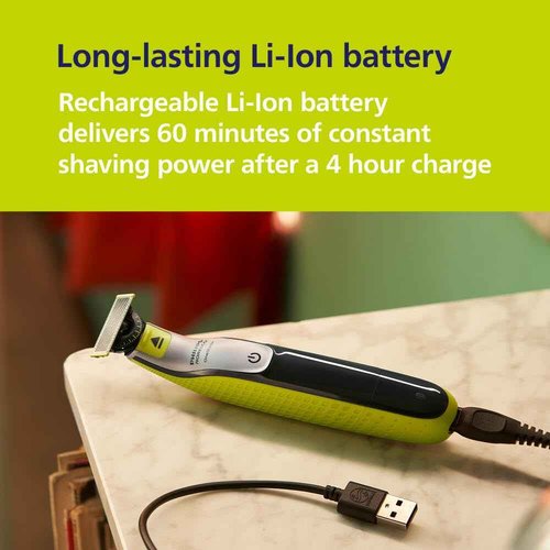 Philips Norelco for Face + Body, Electric Beard Trimmer, Shaver and Groomer, 5in1 Adjustable Comb, 1x Body Kit, Model QP2834/70, Black/Lime Green