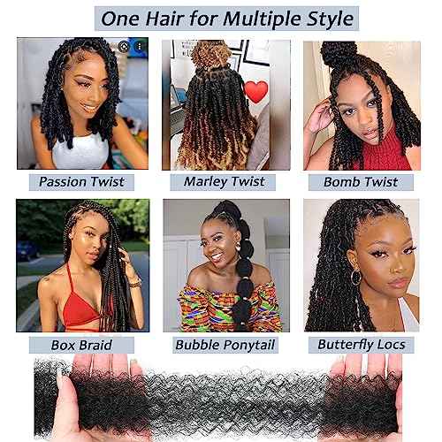 Parceria 8 Packs Afro Twist Hair Pre-Separated Spring Twist Hair 12 Inch Marley Twist Braiding Hair Soft Locs Crochet Hair Synthetic Hair Kinky Twist Hair for Women (12 Inch (Pack of 8), 1B#)