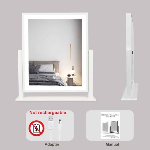 Beelux Vanity Mirror with Lights, New Hollywood Lighted Makeup Mirror with Dimmable Light, Smart Control, Memory, Adjustable Warm White/Natural/Daylight, Birthday (White, 15" L x 14" W)