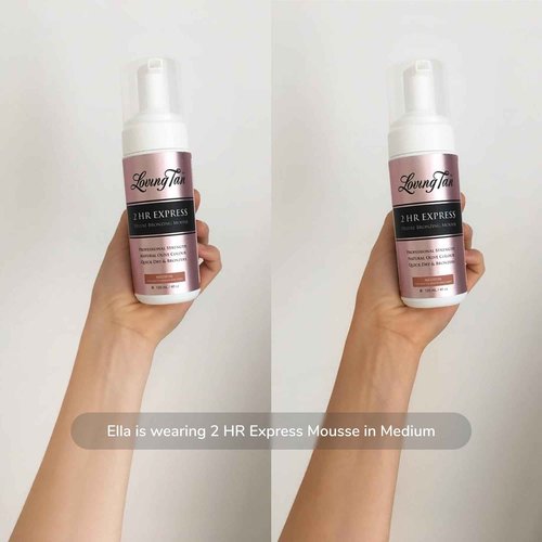 Loving Tan 2 HR Express Mousse, Medium + Mitt - Streak Free, Natural looking, Professional Strength Sunless Tanner- Up to 5 Applications per Bottle, Cruelty Free, Naturally Derived DHA - 4 FL Oz