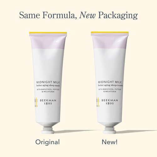 Beekman 1802 Midnight Milk Better Aging Sleep Face Cream - Fragrance Free - 2.13 fl oz - Overnight Mask - With Bakuchiol & Melatonin - Good for Sensitive Skin - Cruelty Free