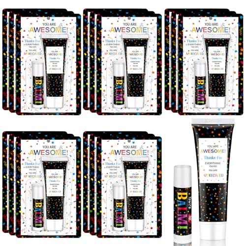 30 Pack Christmas Lip Balm Hand Cream Gift Bulk Staff Employee Appreciation Team Thank You Gift You're Awesome Xmas Appreciation Party Favor Christmas Stocking Stuffers for Women Men