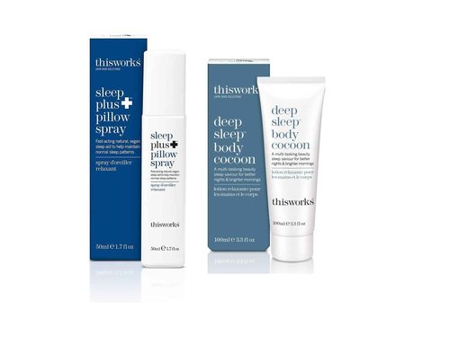 THISWORKS Sleep Plus+ Bedtime Bundle: Sleep Plus+ Pillow Spray & Body Cocoon Lotion, Natural Restfulness (1.7 fl oz & 3.3 fl oz)