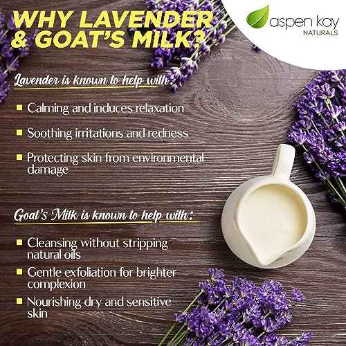 Lavender and Goats Milk Soap Bar. Natural Lavender Soap with Organic Shea Butter & Pure Essential Oils. Gentle for Face and Body. For Men, Women & Teens. Handmade in USA. 4.5 oz Bar.