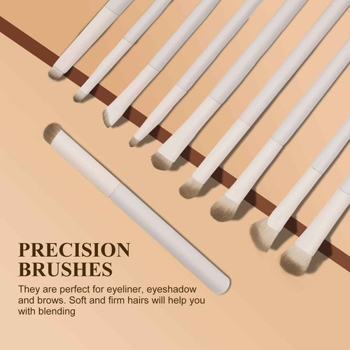 Intercilium Rains Makeup Brush Set Professional 13pcs，Premium Synthetic Powder Foundation Contour Blush Concealer Eyeshadow Blending Liner Make Up Brushes Kit（Milky B521）