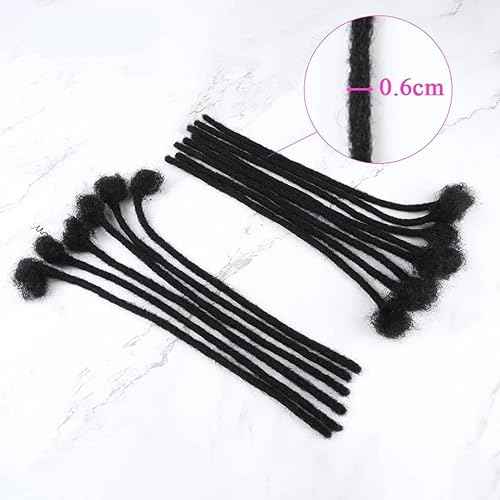6inch 50 Strands Human Hair Dreadlock Extensions for Women/men 0.6cm Thickness 50 Strands 100% Handmade Can Be Dyed,Curled and Bleached Natural Black Permanent Loc Extensions Real Human Hair