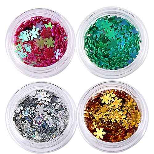 Nail Art Christmas Snowflake 3D DIY Sequins Glitter Manicure Decorations Decals Tips