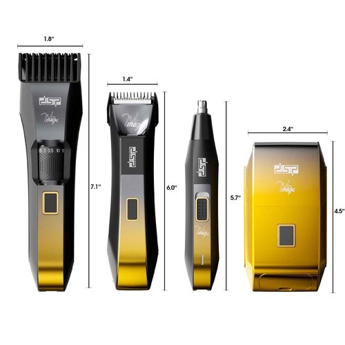 DSP 4-in-1 Men's Grooming Kit, Manscape Adjustable Beard Trimmer, Body Trimmer, Nose Hair Trimmer & Foil Shaver, IPX7 Waterproof, LED Display, Cordless for Face & Body, for Home, Gift for Men