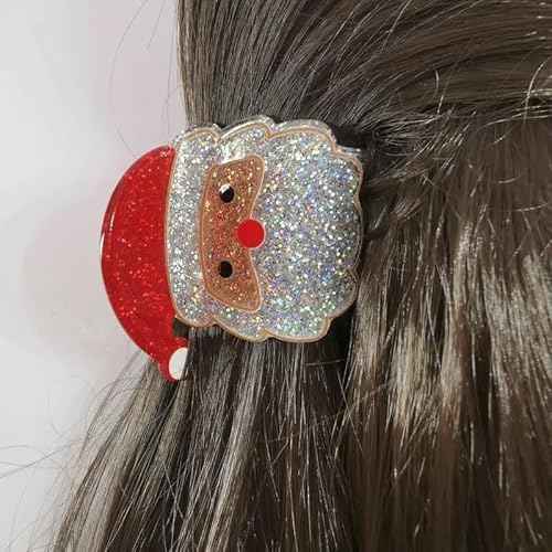 Santa Claus Christmas Hair Claw Clips - Cute Red Hat Glitter Resin Hair Claw Clips for Women, 1Pcs