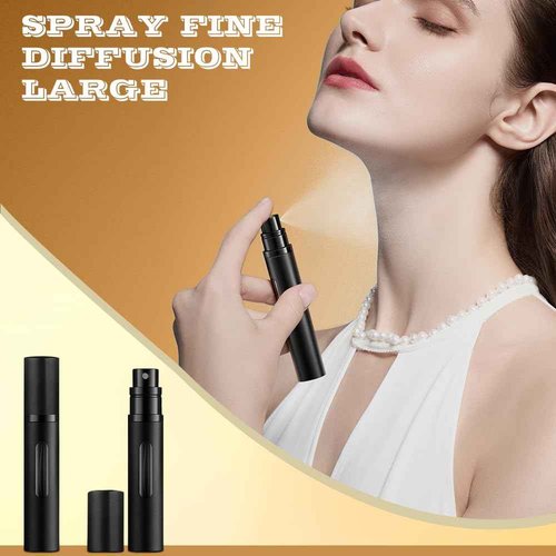 DIOHIO 8ml Perfume Atomizer Travel Refillable,Mini Cologne Dispenser, Bottom-Filling Fragrances Perfumes Bottle,Portable Sprayer Pocket Size for Women Men Cruise Car Trip Gift 2pcs (Black-Black)