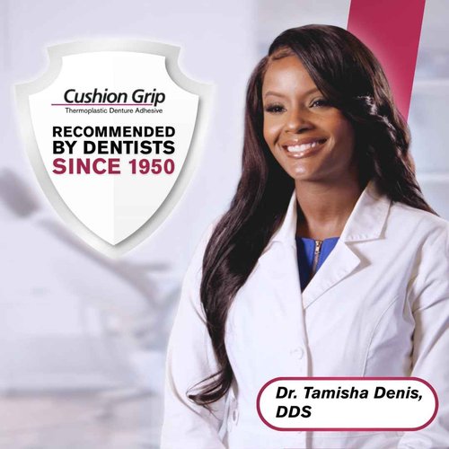 Cushion Grip Thermoplastic Denture Adhesive 1oz (6 Pack)–Extra Strong Hold Up to 4 Days, Unmatched Strength, Waterproof & Zinc Free, Relieves Sore Gums, Comfortable Refit, Long Lasting Denture Refit