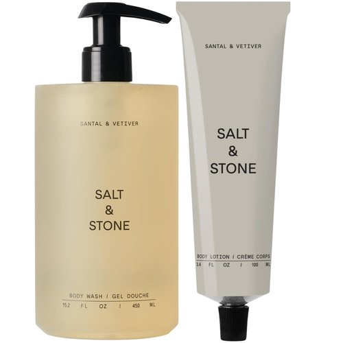 Salt & Stone Hydrating Gel Body Wash + Body Lotion | Santal & Vetiver
